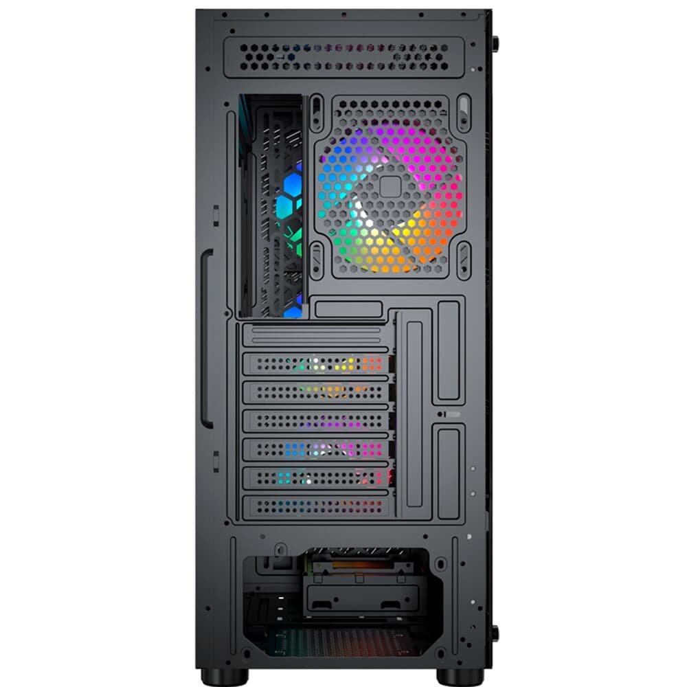 Gabinete Kalkan Joturn, RGB, Mid Tower, Lateral em Vidro, 4X Fans ARGB, Preto - ( Balão.info - view 4