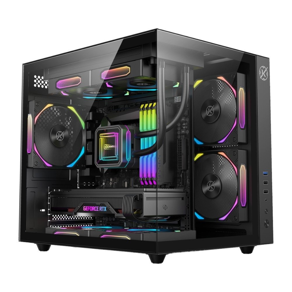 Gabinete Gamer Kalkan Midgard, Mid Tower, Micro-ATX, Lateral em Vidro Temperado, Sem FANs, Preto - KLK00039