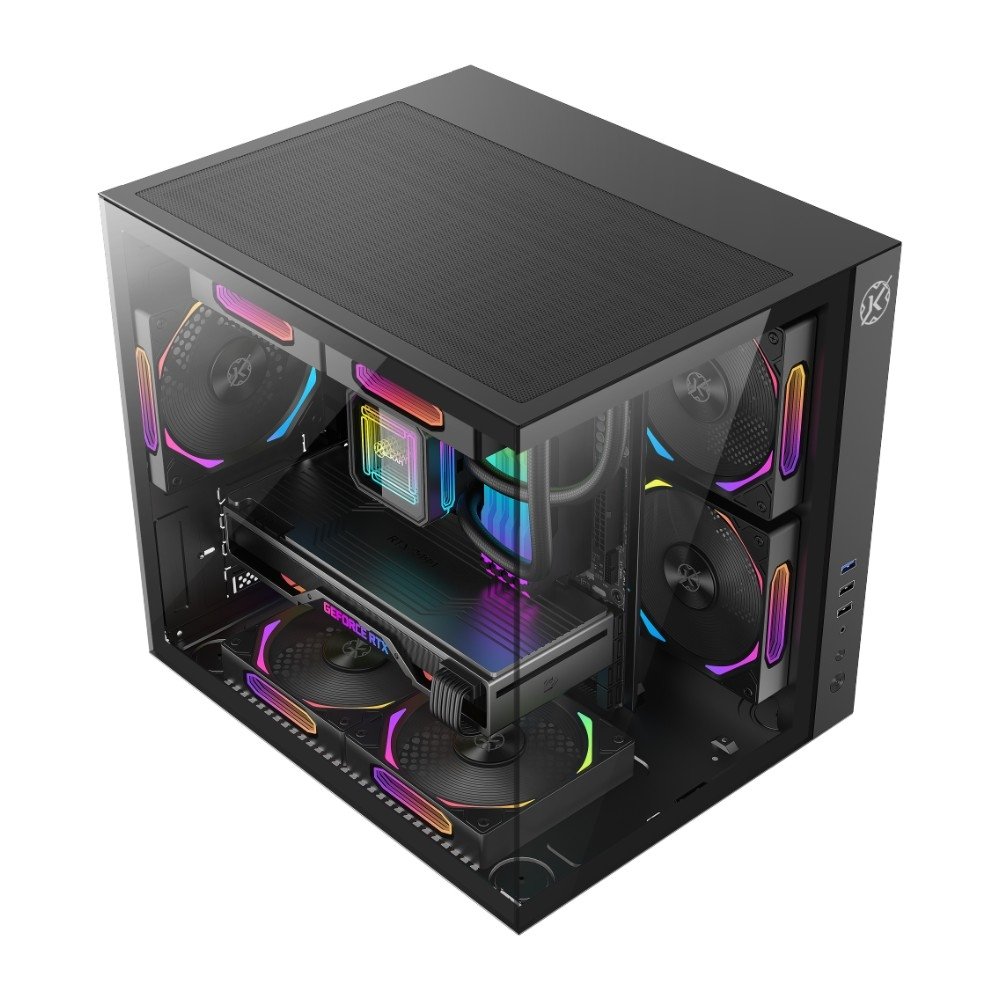 Gabinete Gamer Kalkan Midgard, Mid Tower, Micro-ATX, Lateral em Vidro Temperado, Sem FANs, Preto - KLK00039 - view 6