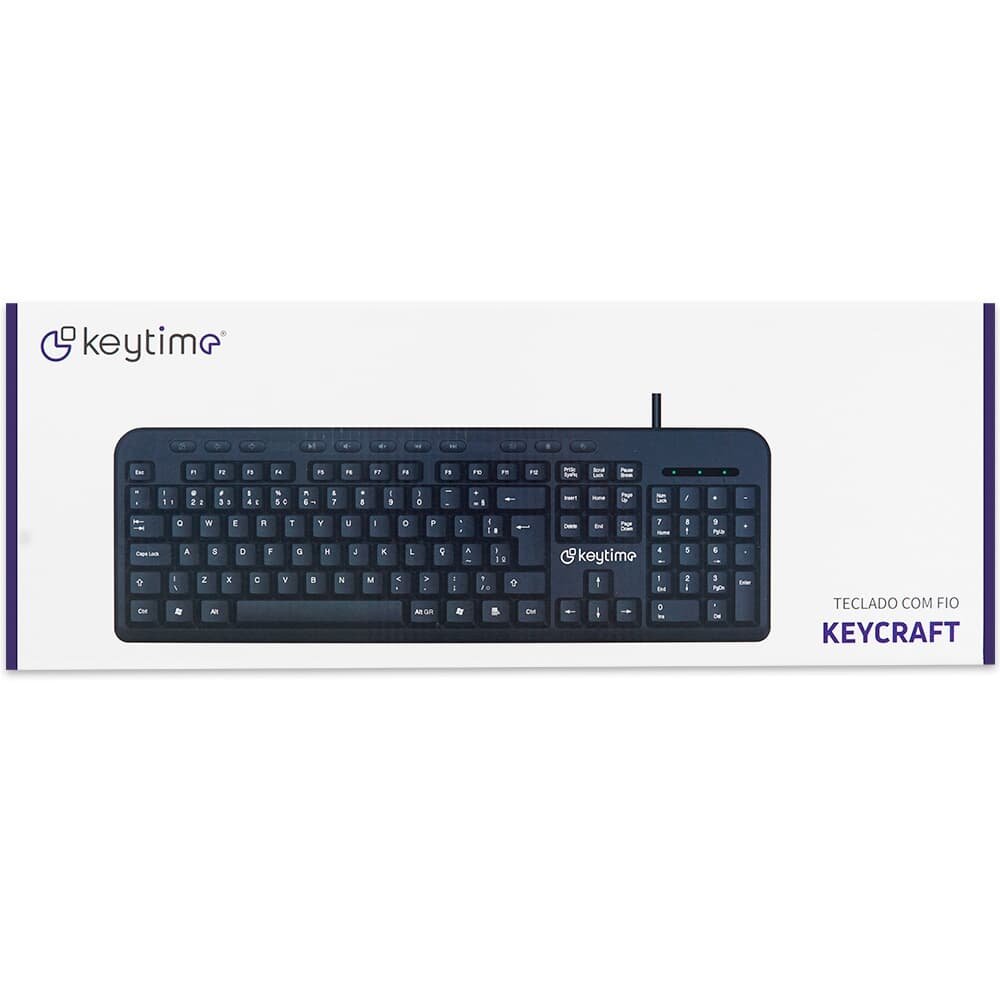 Teclado Keytime Keycraft, USB 2.0, Teclas Multimídia, Full Size, ( Balão.info), Preto - ( Balão.info - foto 4