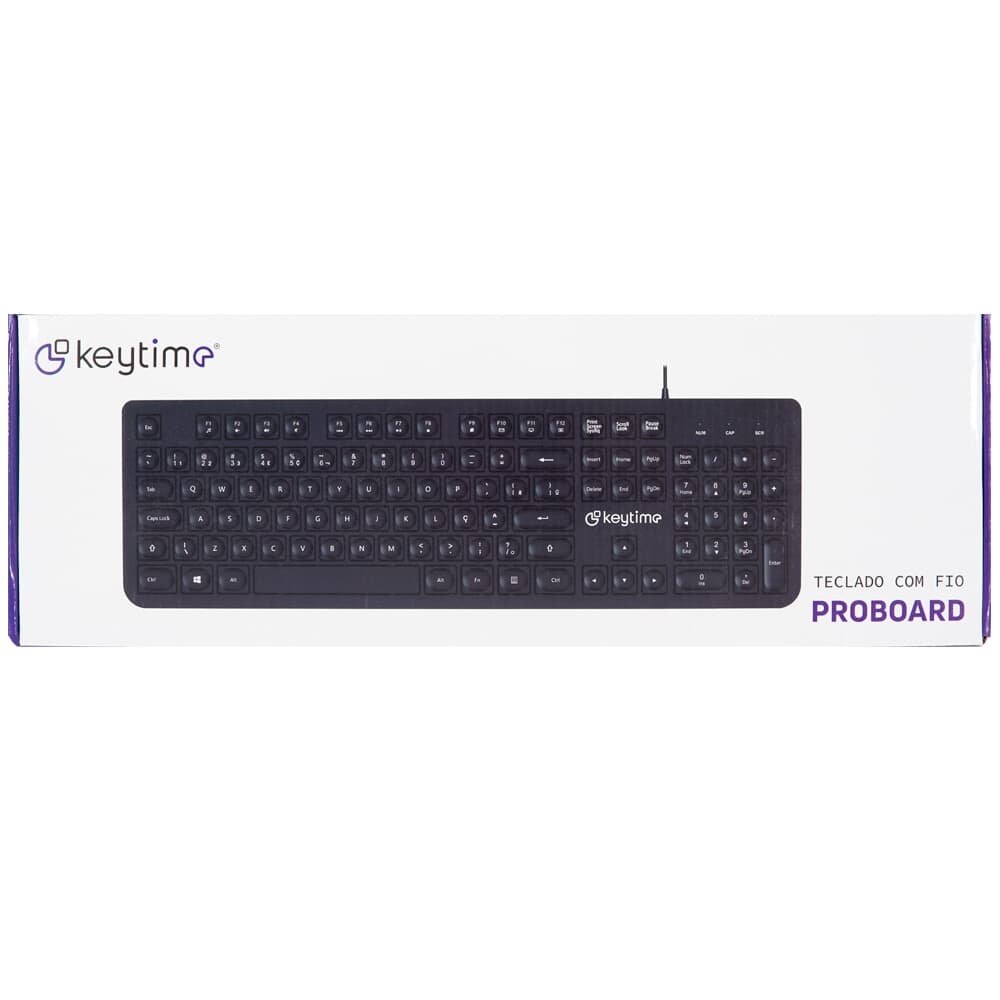 Teclado Keytime Proboard, USB 2.0, Membrana, Full Size, ABNT2, Preto - KYT00011 - view 5