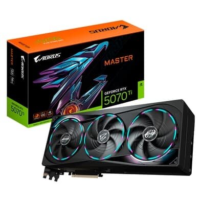  Gigabyte RTX 5070 Ti AORUS MASTER 16G NVIDIA GeForce, 16GB GDDR7, 256bits, RGB, DLSS, Ray Tracing - 9VN507TAM-00-G10