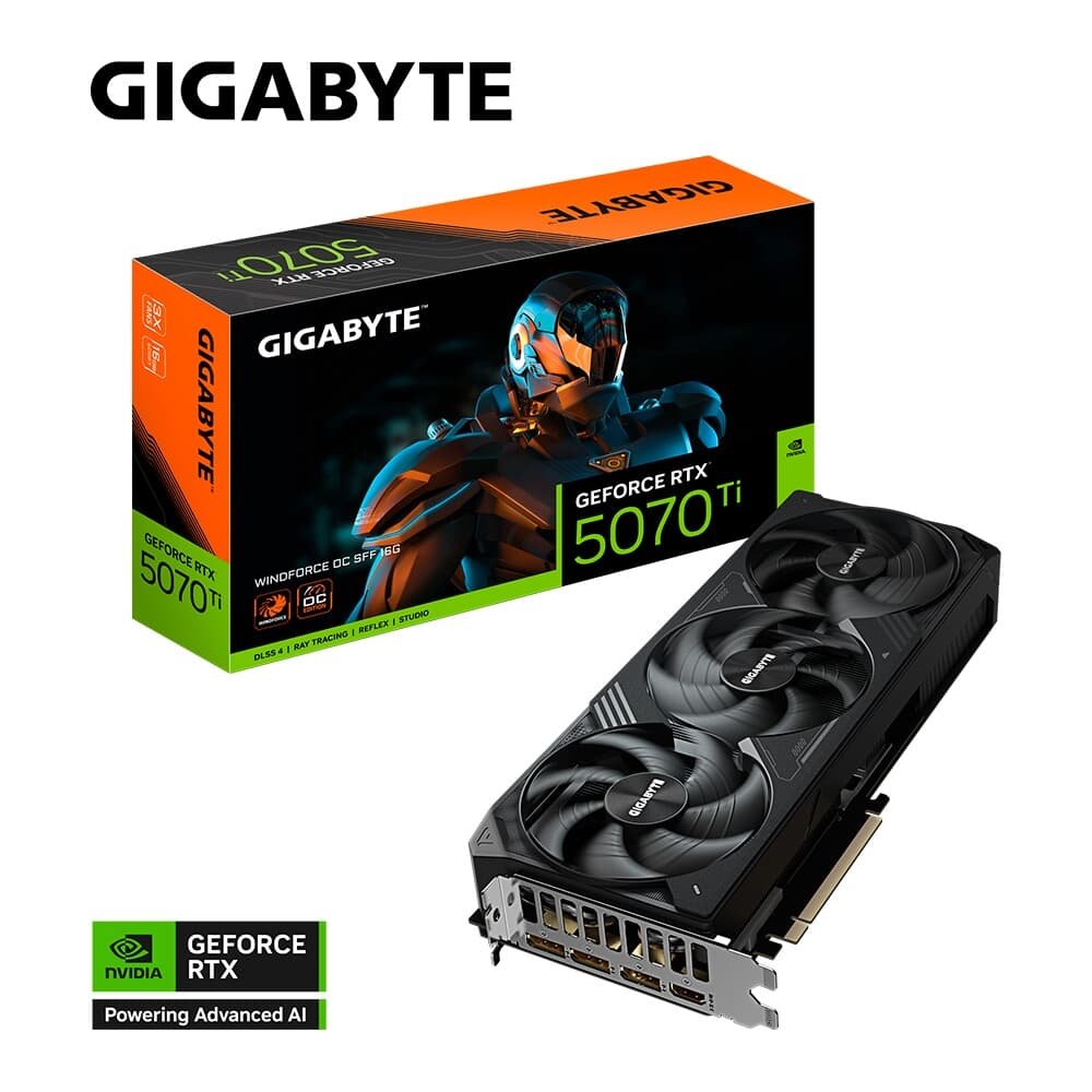 Imagem 11 de 11 do produto Placa de Vídeo Gigabyte RTX 5070 Ti WINDFORCE OC SFF 16G NVIDIA GeForce, 16GB GDDR7, 256bits, DLSS, Ray Tracing - 9VN507TWO-00-G10