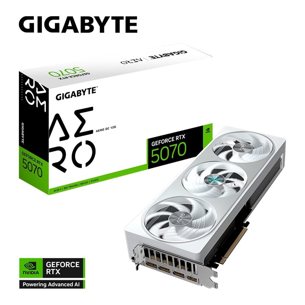 Imagem 11 de 11 do produto Placa de Vídeo Gigabyte RTX 5070 AERO 12G NVIDIA GeForce, 12GB GDDR7, 192bits, RGB, DLSS, Ray Tracing - 9VN5070AO-00-G10