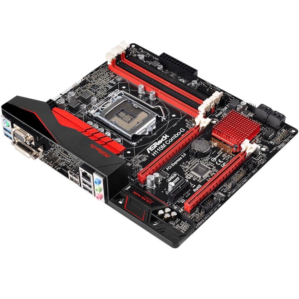 Imagem 4 de 5 do produto Placa-Mãe ASRock p/ Intel LGA 1151 mATX H110M COMBO-G Suporta DDR3 ou DDR4, D-Sub, DVI-D, HDMI, 4 x USB 3.0