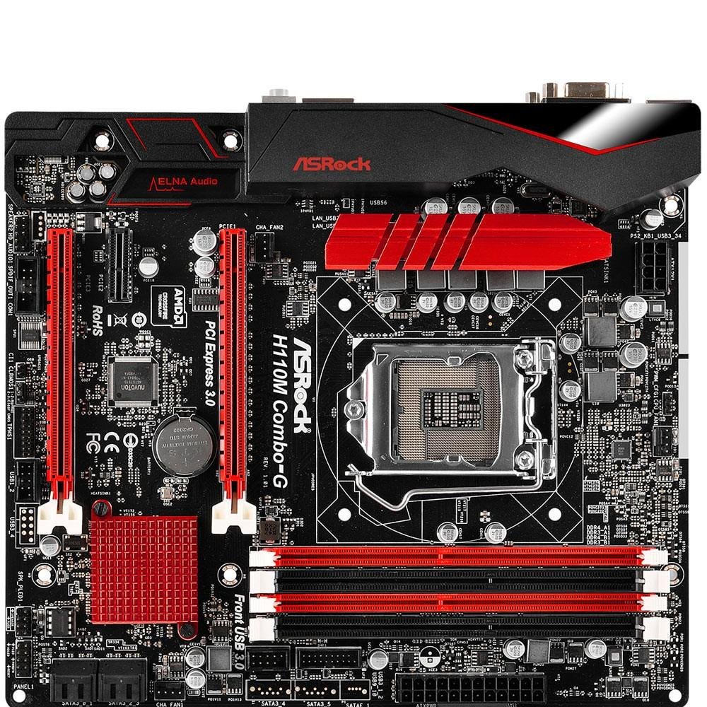 Imagem 5 de 5 do produto Placa-Mãe ASRock p/ Intel LGA 1151 mATX H110M COMBO-G Suporta DDR3 ou DDR4, D-Sub, DVI-D, HDMI, 4 x USB 3.0
