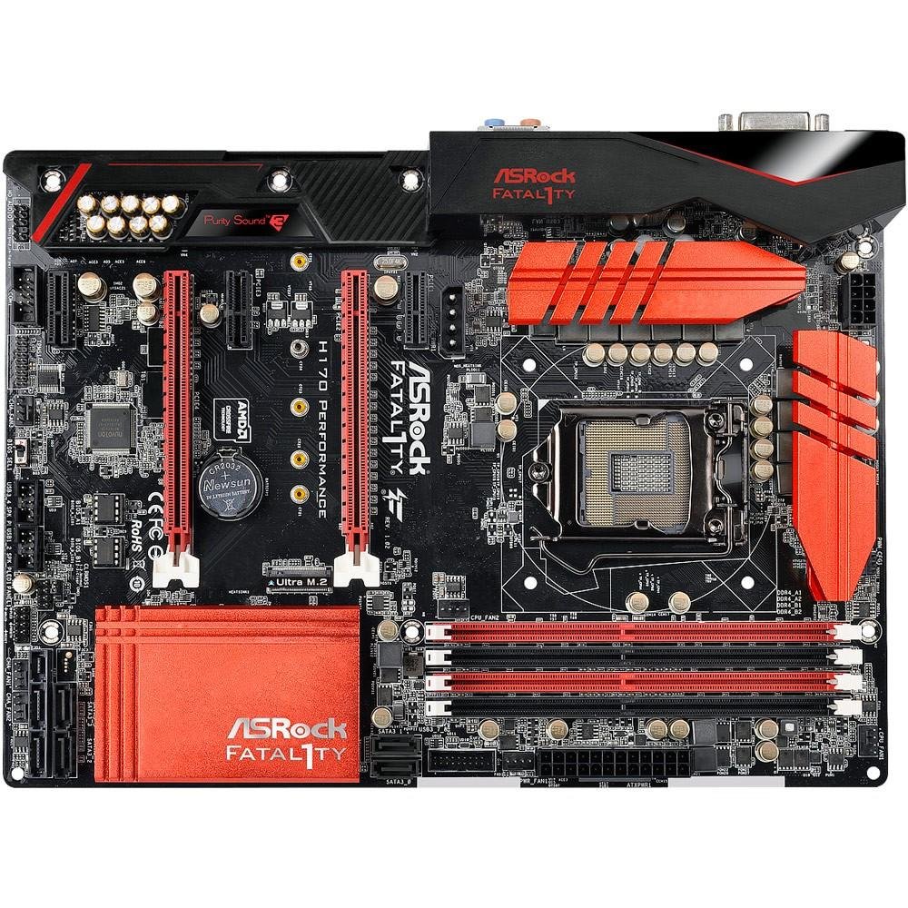 Placa-Mãe ASRock p/ Intel LGA 1151 ATX Fatal1ty H170 Performance Ultra M.2, DVI-D, HDMI, 8 x USB 3.0