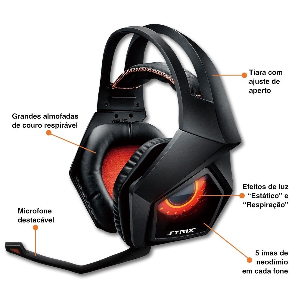 Imagem 5 de 6 do produto Headset Gamer Asus STRIX 7.1 Dobrável Com Iluminação lateral e Controle Individual