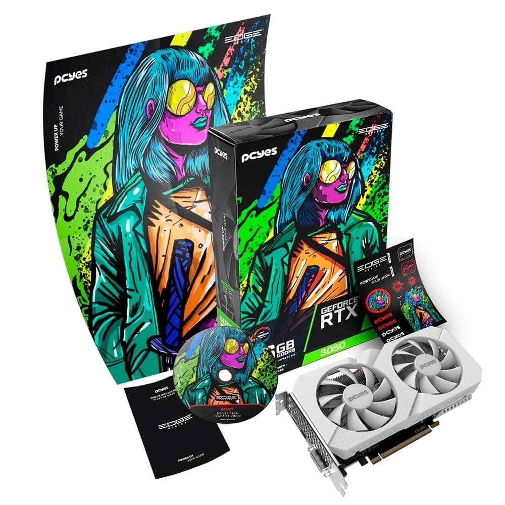 Placa De Vídeo Pcyes Projeto Edge GPU RTX 3050 NVIDIA Geforce, 8GB, GDDR6, 128Bit, Branco - PVRTX30508WTPE 14