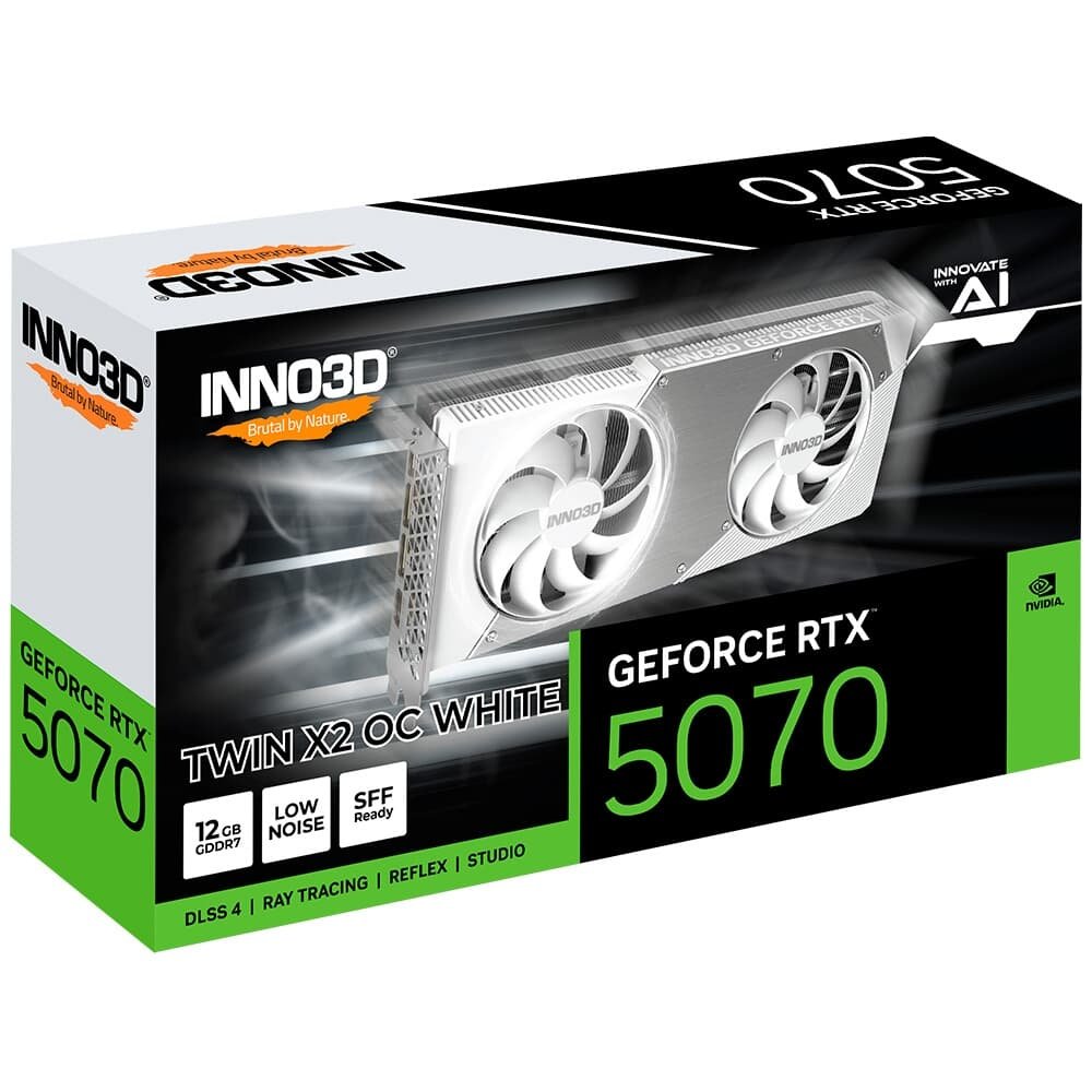 【新品同様】INNO3D製 RTX5070 12GB ホワイト＆シルバー Placa de Video INNO3D GeForce RTX 5070 Twin X2 OC White, 12GB