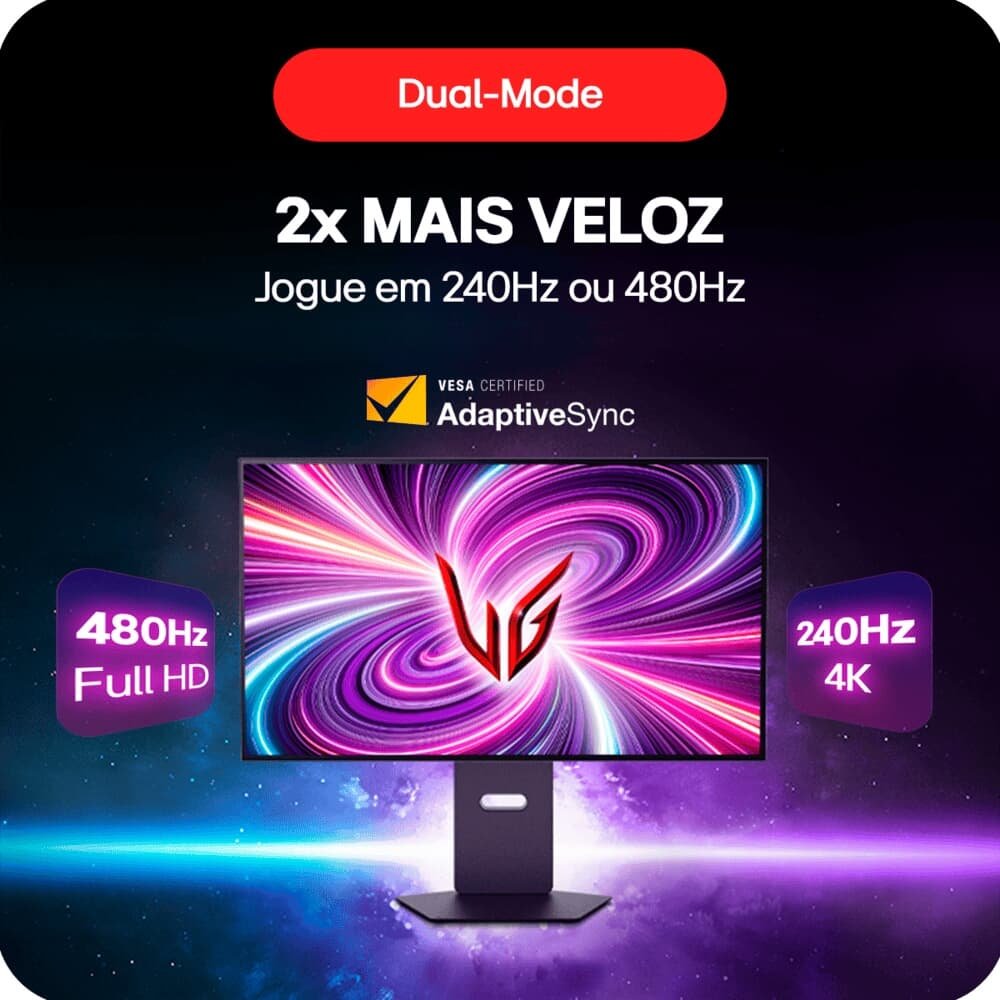 Monitor Gamer LG UltraGear OLED 32", 4K, 480Hz, 0.03ms, FreeSync Premium Pro, G-Sync, HDR400, Som Integrado - 32GS95UV Monitor Gamer LG UltraGear OLED 32", 4K, 480Hz, 0.03ms, FreeSync Premium Pro, G-Sync, HDR400, Som Integrado - 32GS95UV