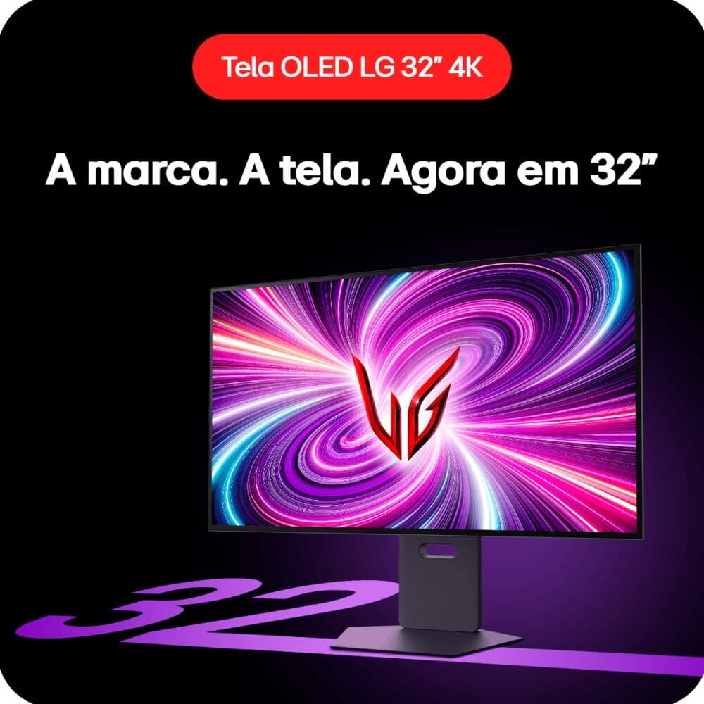 Monitor Gamer LG UltraGear OLED 32", 4K, 480Hz, 0.03ms, FreeSync Premium Pro, G-Sync, HDR400, Som Integrado - 32GS95UV Monitor Gamer LG UltraGear OLED 32", 4K, 480Hz, 0.03ms, FreeSync Premium Pro, G-Sync, HDR400, Som Integrado - 32GS95UV