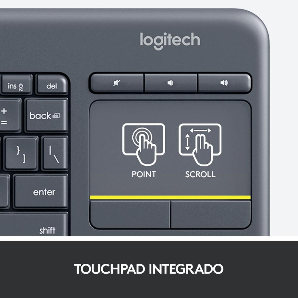 Teclado sem fio ( Balão.info) K400 Plus TV com Touchpad Integrado, Conexão USB Unifying e Layout ( Balão.info) - 920-( Balão.info - view 3