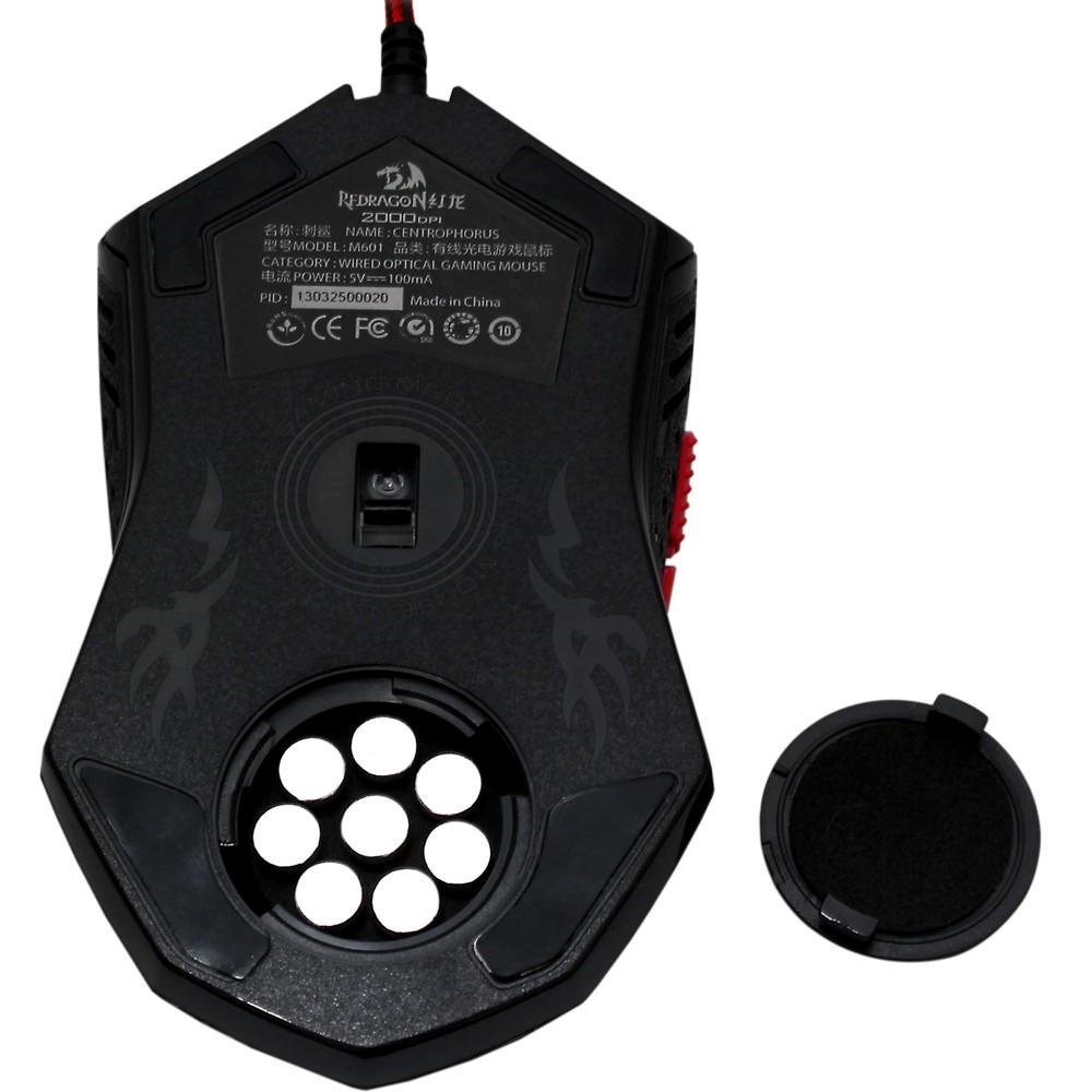 Imagem 6 de 6 do produto Mouse Gamer Redragon Centrophorus V3, 3200dpi 6 botões e 8 Ajustes de Peso USB M601-3