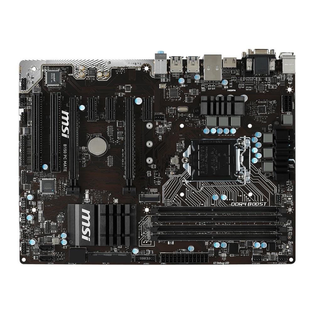 Placa-Mãe MSI p/ Intel LGA 1151 ATX B150 PC Mate DDR4, DVI-D,  Àudio 7.1, HDMI, USB 3.1