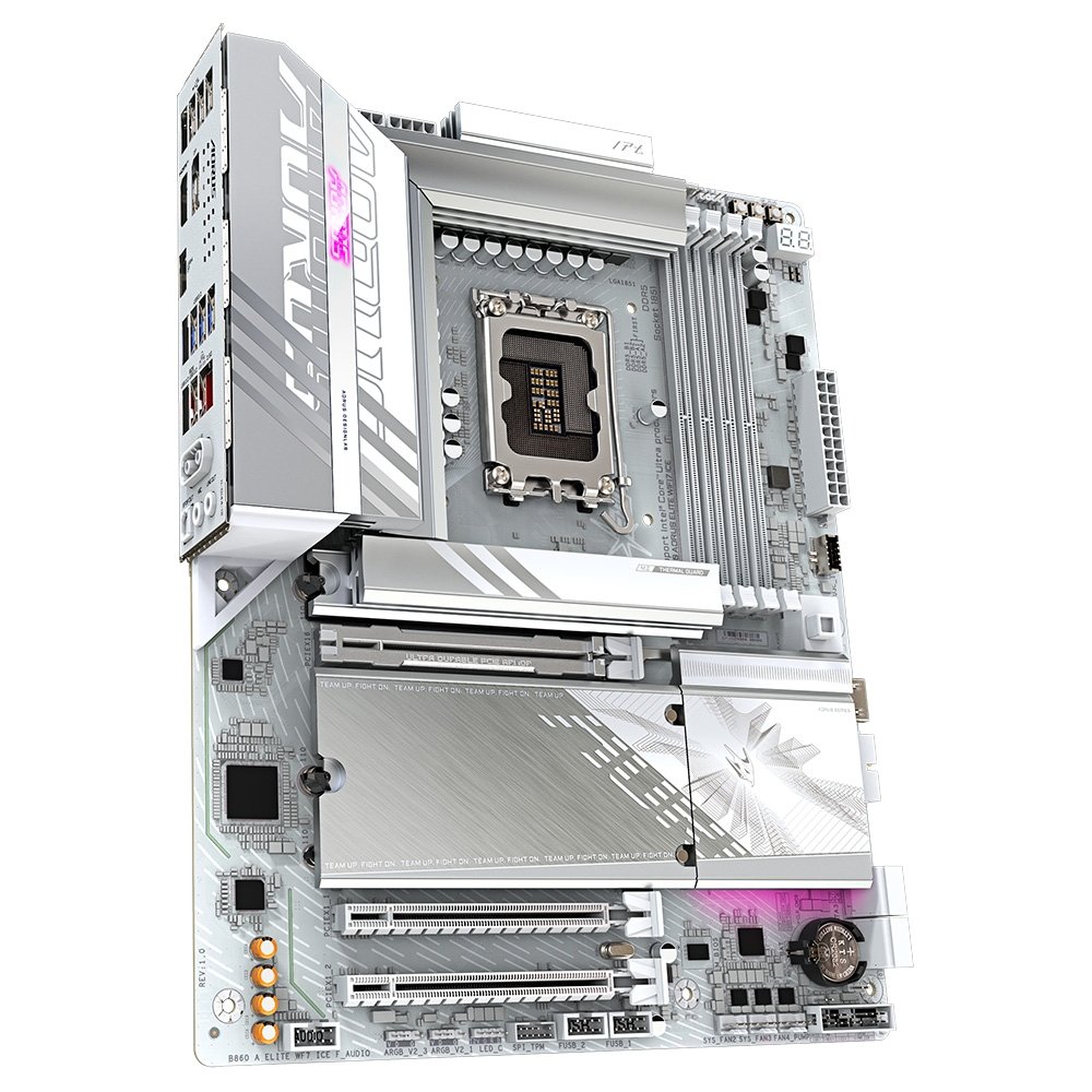 Placa Mãe Gigabyte B860 AORUS ELITE WF7 ICE, Intel, ATX, DDR5, LED RGB, Wi-Fi 7, Bluetooth, Branca - B86EL7E-00 7