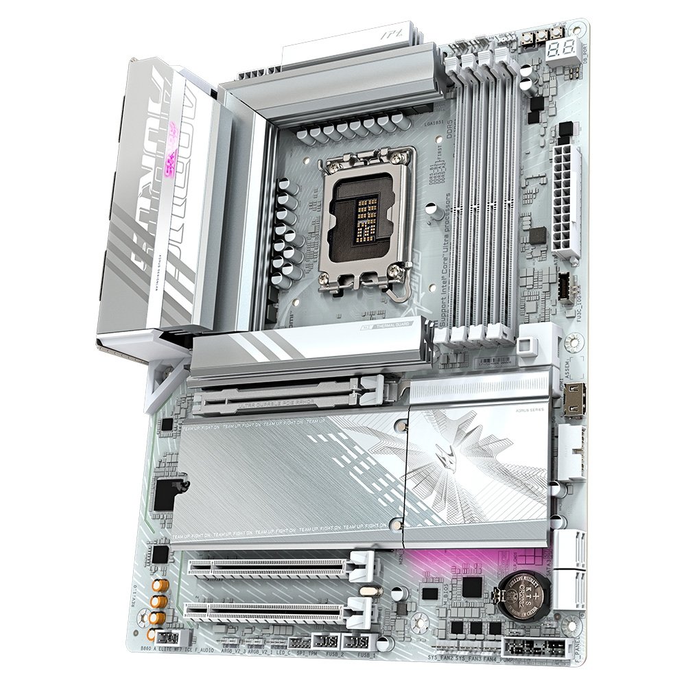 Placa Mãe Gigabyte B860 AORUS ELITE WF7 ICE, Intel, ATX, DDR5, LED RGB, Wi-Fi 7, Bluetooth, Branca - B86EL7E-00 8