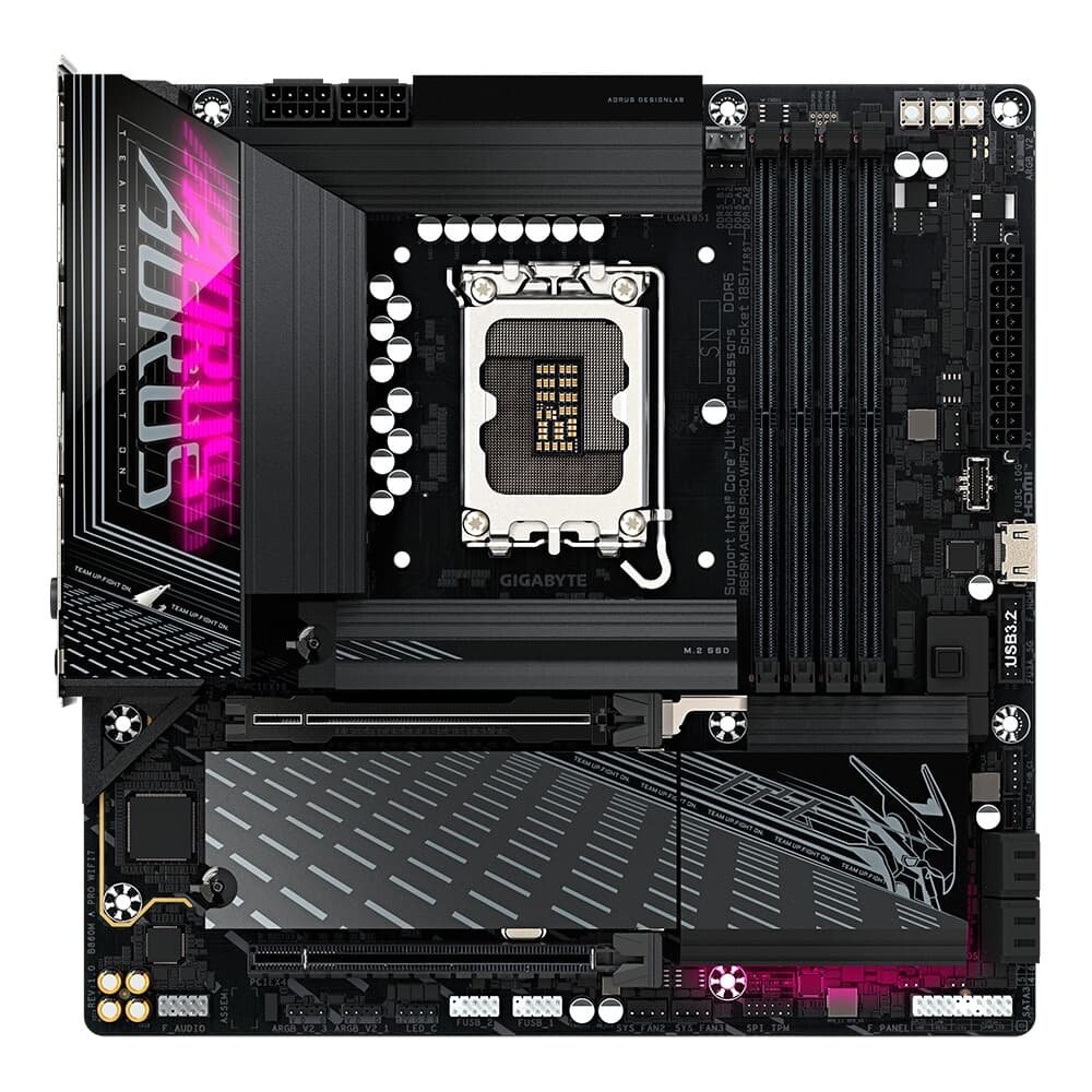 Imagem 2 de 6 do produto Placa Mãe Gigabyte B860M AORUS PRO WIFI7, Intel, Micro ATX, DDR5, Wi-Fi 7, Bluetooth, Preto - B86PRO7-00