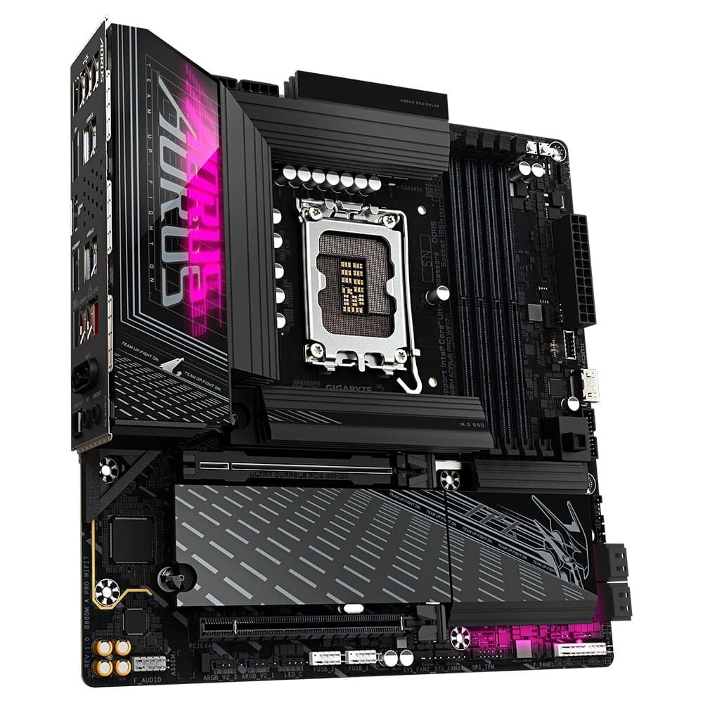 Imagem 3 de 6 do produto Placa Mãe Gigabyte B860M AORUS PRO WIFI7, Intel, Micro ATX, DDR5, Wi-Fi 7, Bluetooth, Preto - B86PRO7-00