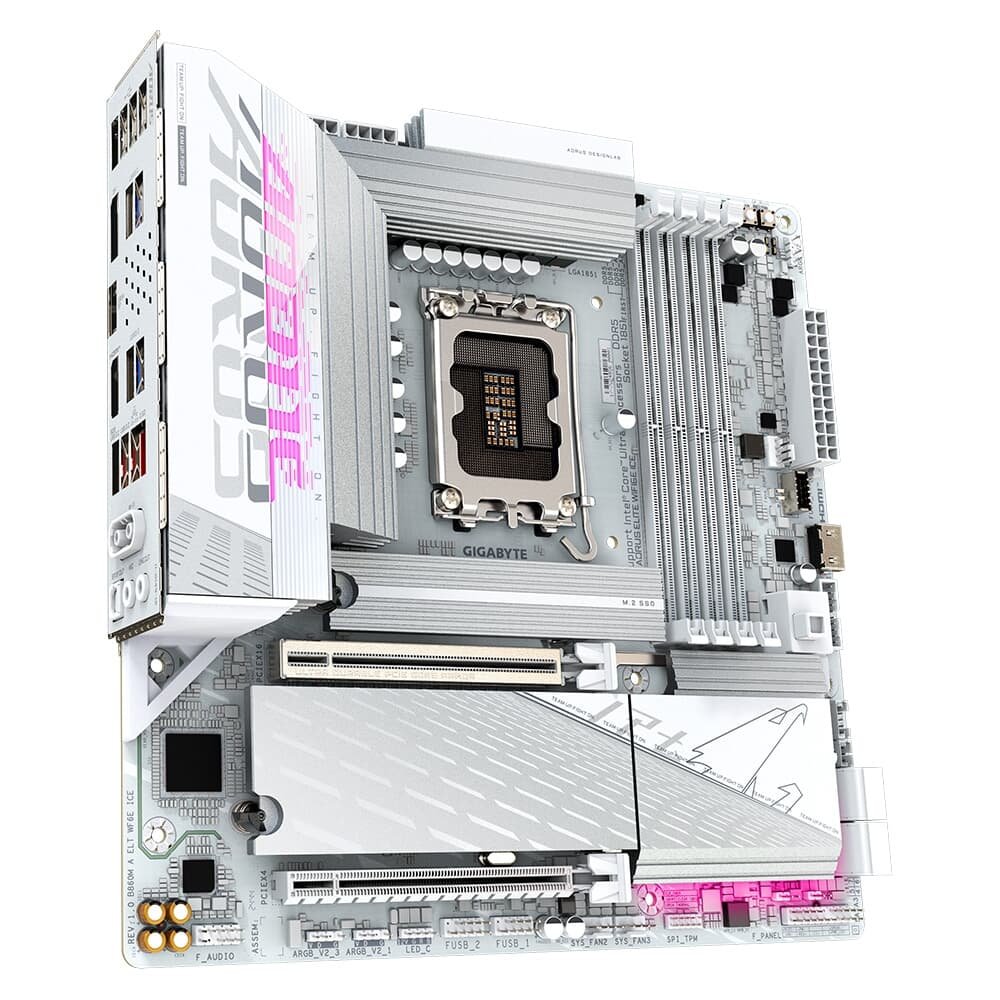 Placa Mãe Gigabyte B860M AORUS ELITE WIFI6E ICE, Intel, Micro ATX, DDR5, Wi-Fi 6E, Bluetooth, Branca - B86MLI6-00 - view 2