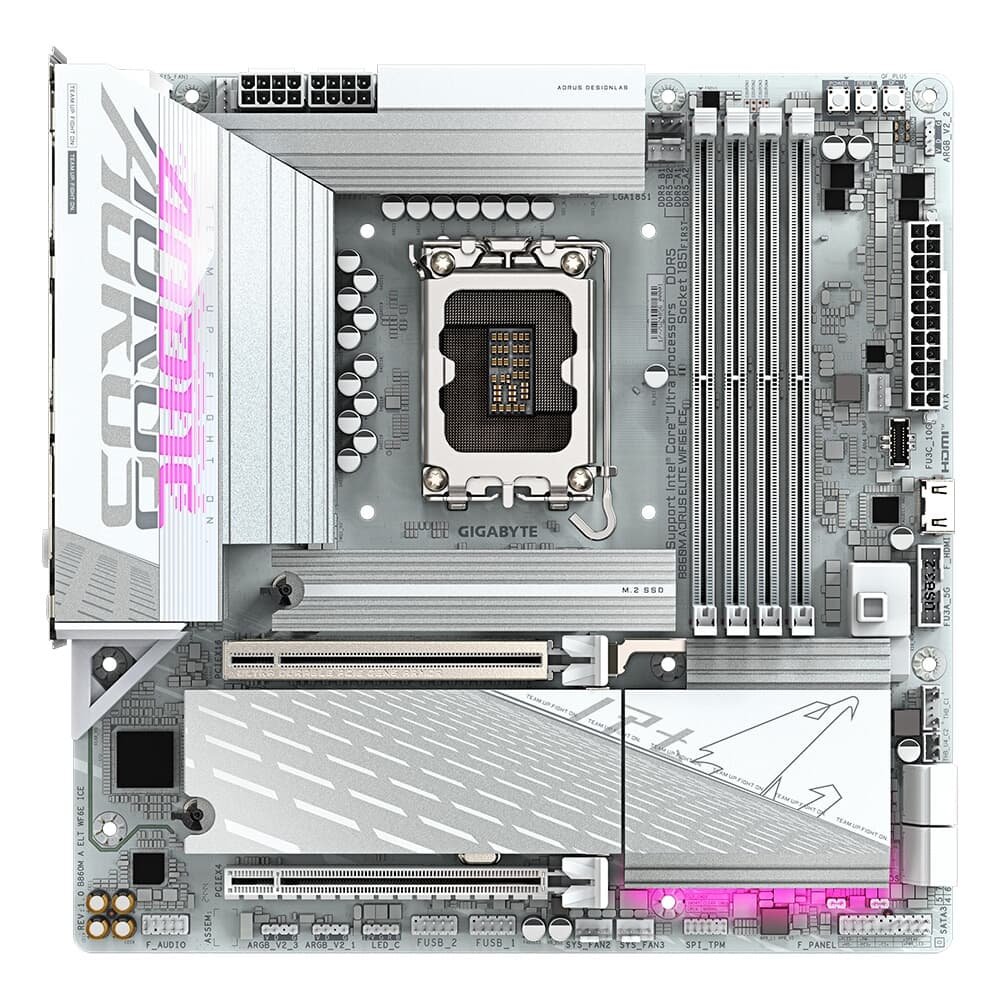 Placa Mãe Gigabyte B860M AORUS ELITE WIFI6E ICE, Intel, Micro ATX, DDR5, Wi-Fi 6E, Bluetooth, Branca - B86MLI6-00 - view 3
