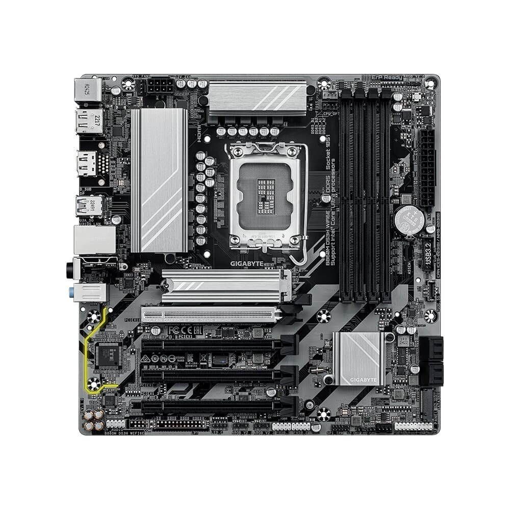 Imagem 3 de 4 do produto Placa Mãe Gigabyte B860M DS3H WIFI6E, Intel, Micro ATX, DDR5, Wi-Fi 6E, Bluetooth, Preto - B86MSH6-00