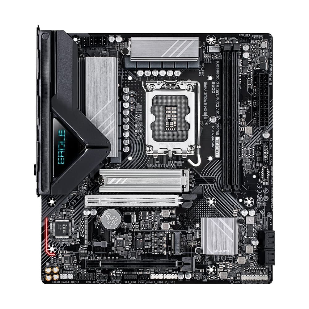Imagem 2 de 4 do produto Placa Mãe Gigabyte B860M EAGLE WIFI6, Intel, Micro ATX, DDR5, RGB, Wi-Fi 6, Bluetooth, Preto - B86MEGW-00