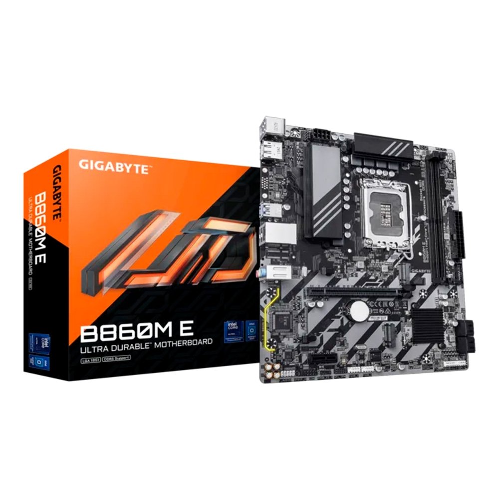 Placa Mãe Gigabyte B860M E, Intel, Micro ATX, DDR5, Preto - B86ME-00