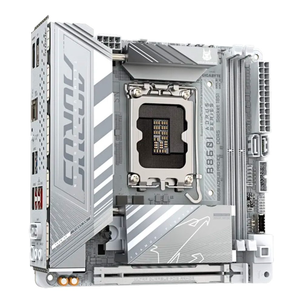 Placa Mãe Gigabyte B860I AORUS PRO ICE, Intel, Mini ITX, DDR5, Wi-Fi 7, Bluetooth, Branca - B86IPRE-00 Placa Mãe Gigabyte B860I AORUS PRO ICE, Intel, Mini ITX, DDR5, Wi-Fi 7, Bluetooth, Branca - B86IPRE-00