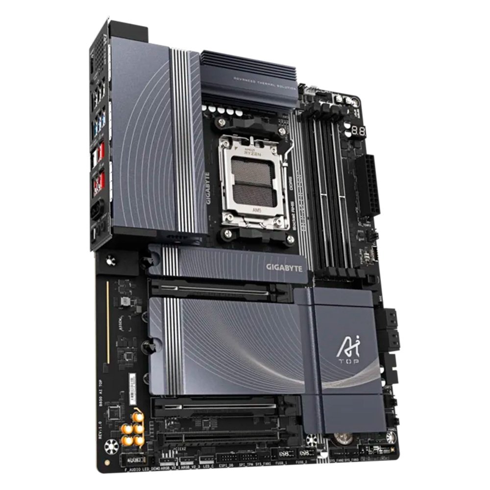 Placa Mãe Gigabyte B850 AI TOP, AMD AM5, ATX, DDR5, RGB, Wi-Fi 7, Bluetooth, Preto - B85AT-00 7