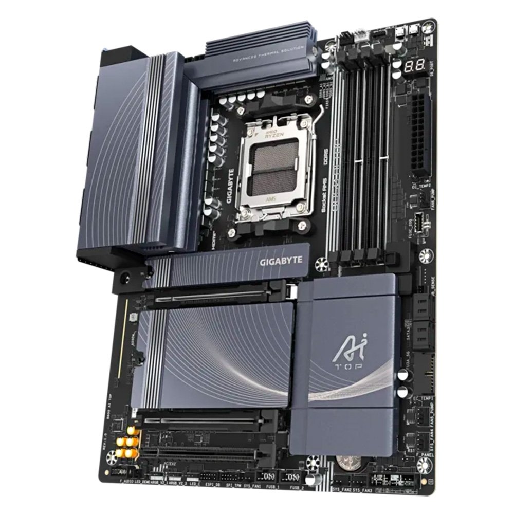 Placa Mãe Gigabyte B850 AI TOP, AMD AM5, ATX, DDR5, RGB, Wi-Fi 7, Bluetooth, Preto - B85AT-00 8
