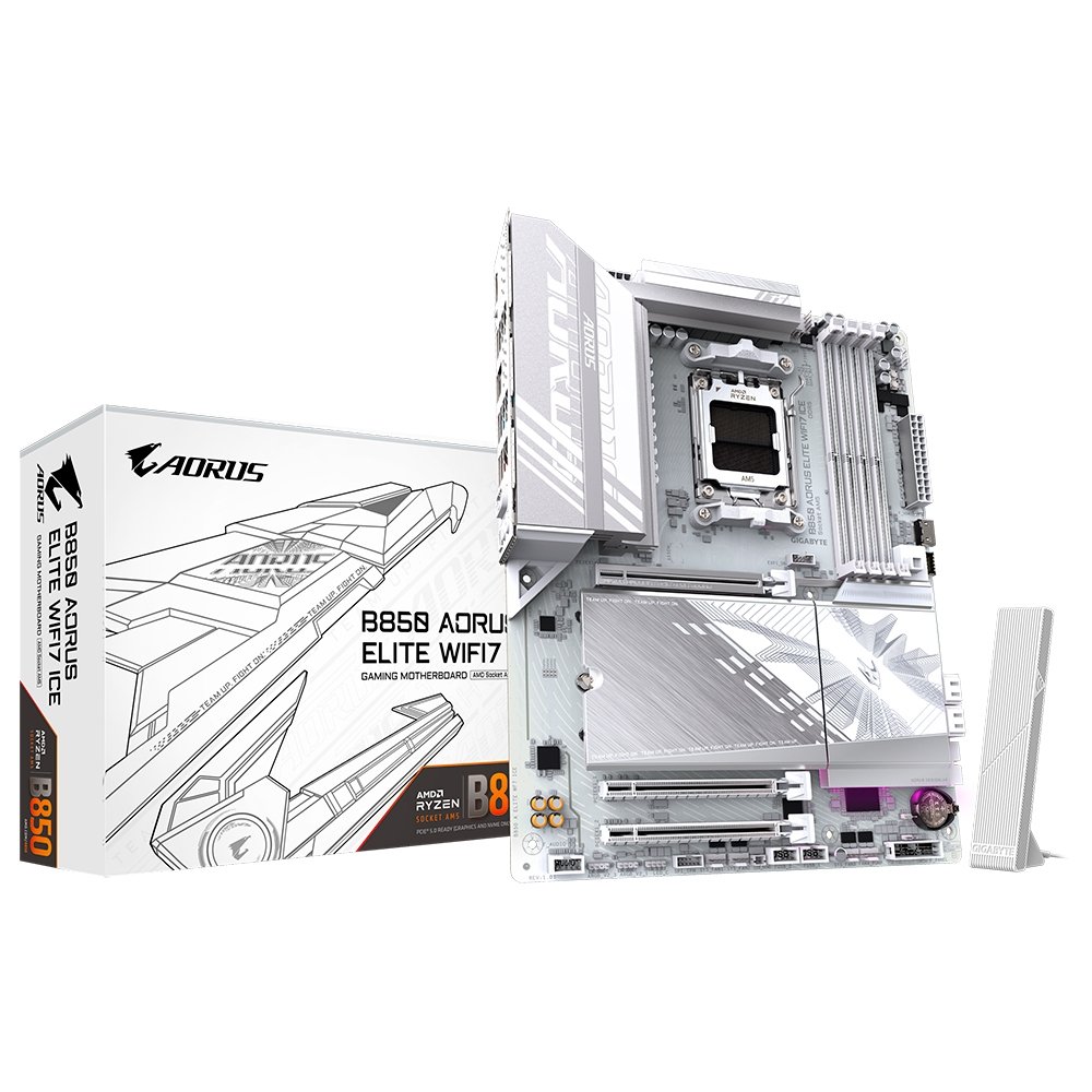 Placa Mãe Gigabyte B850 AORUS ELITE WIFI7 ICE, AMD AM5, ATX, DDR5, RGB, Wi-Fi 7, Bluetooth, Branca - B85EL7E-00 5