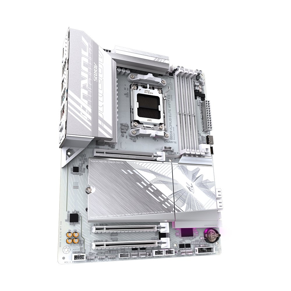 Placa Mãe Gigabyte B850 AORUS ELITE WIFI7 ICE, AMD AM5, ATX, DDR5, RGB, Wi-Fi 7, Bluetooth, Branca - B85EL7E-00 7