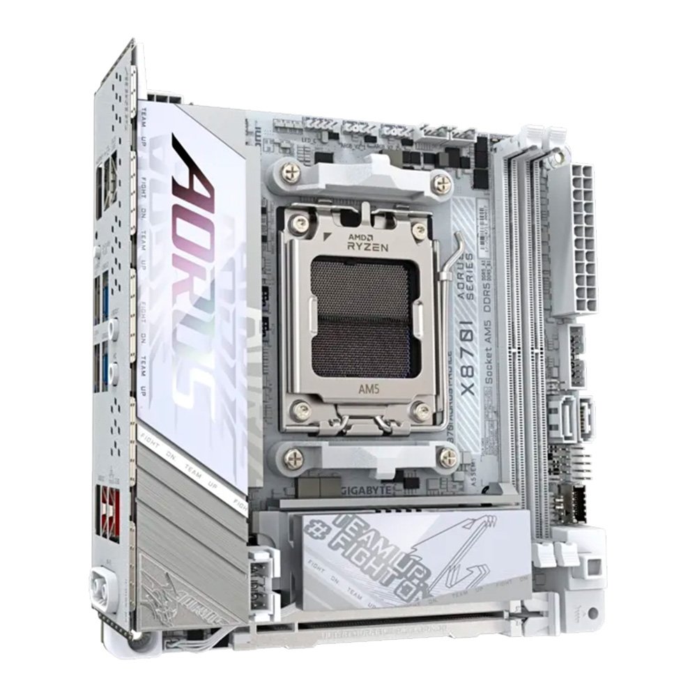 Imagem 3 de 6 do produto Placa Mãe Gigabyte X870I AORUS PRO ICE, AMD AM5, Mini ITX, DDR5, LED RGB, Bluetooth, Wi-Fi 7, Branca - 9AX87IPRE-00