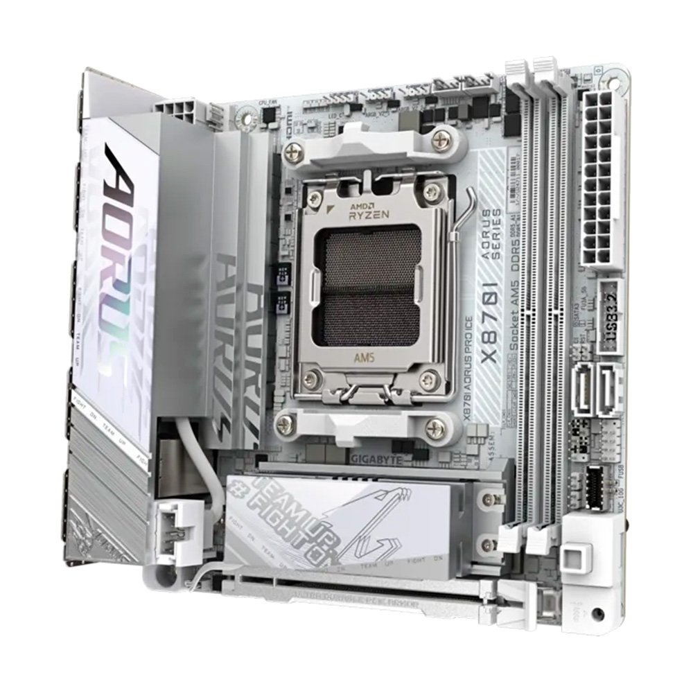 Imagem 4 de 6 do produto Placa Mãe Gigabyte X870I AORUS PRO ICE, AMD AM5, Mini ITX, DDR5, LED RGB, Bluetooth, Wi-Fi 7, Branca - 9AX87IPRE-00