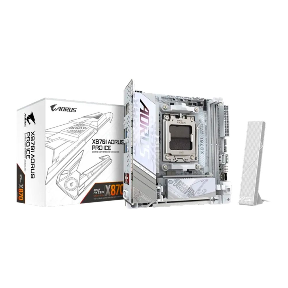 Placa Mãe Gigabyte X870I AORUS PRO ICE, AMD AM5, Mini ITX, DDR5, LED RGB, Bluetooth, Wi-Fi 7, Branca - 9AX87IPRE-00 4