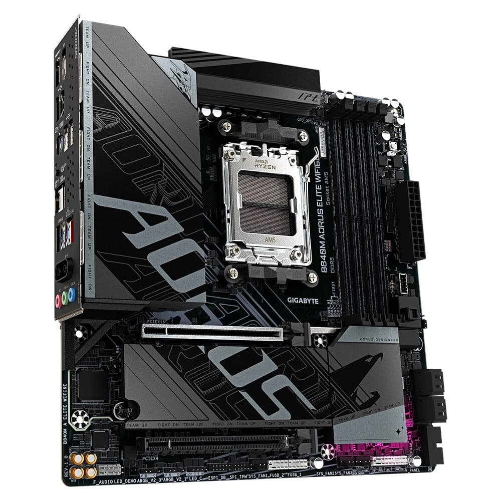 Placa Mãe Gigabyte B840M AORUS ELITE WIFI6E, AMD AM5, Micro ATX, DDR5, RGB, Wi-Fi 6E, Bluetooth, Preto - B84MET6-00 - view 2