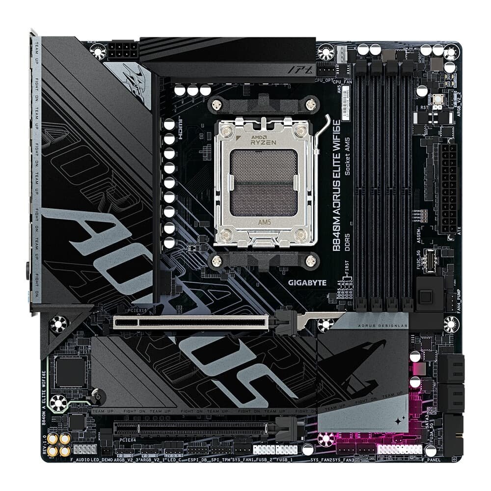 Placa Mãe Gigabyte B840M AORUS ELITE WIFI6E, AMD AM5, Micro ATX, DDR5, RGB, Wi-Fi 6E, Bluetooth, Preto - B84MET6-00 - view 4