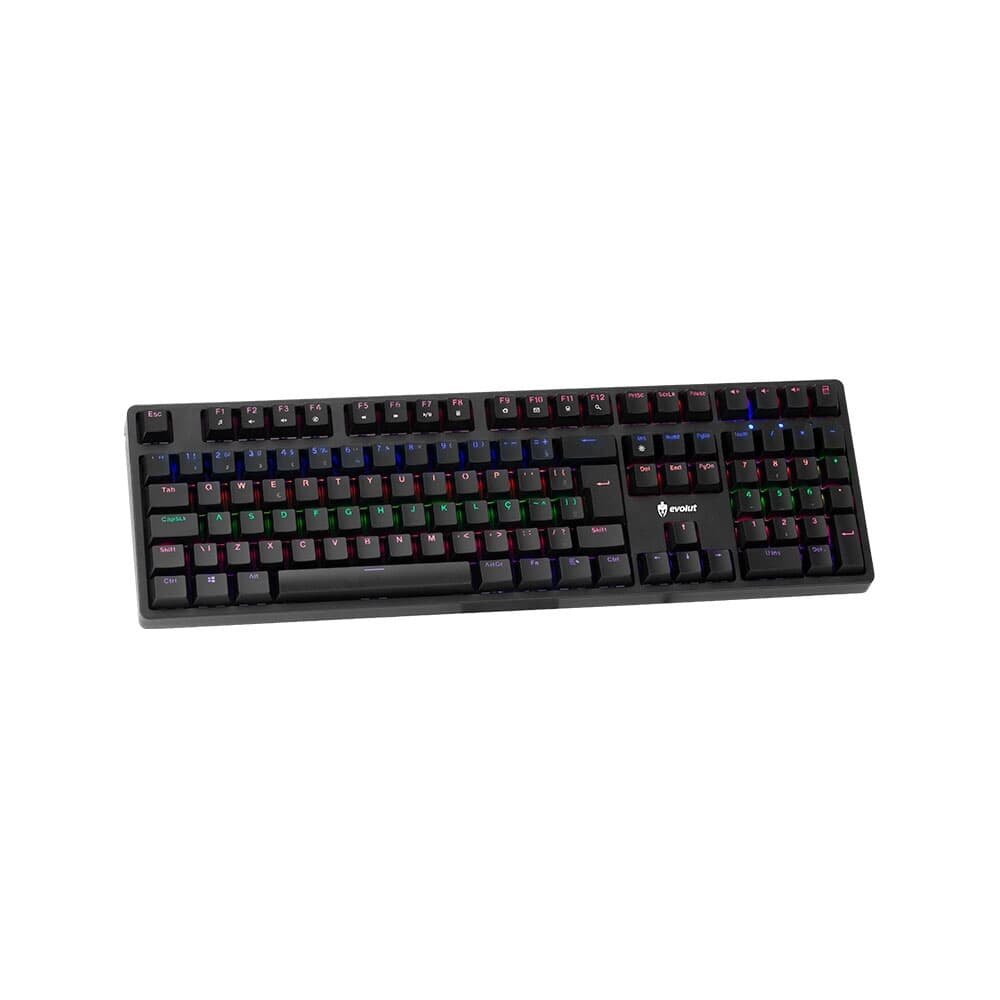Teclado Gamer Mecânico Evolut Frame Mantis LED, Switch Azul, Customizável, ABNT2, Preto - EG218