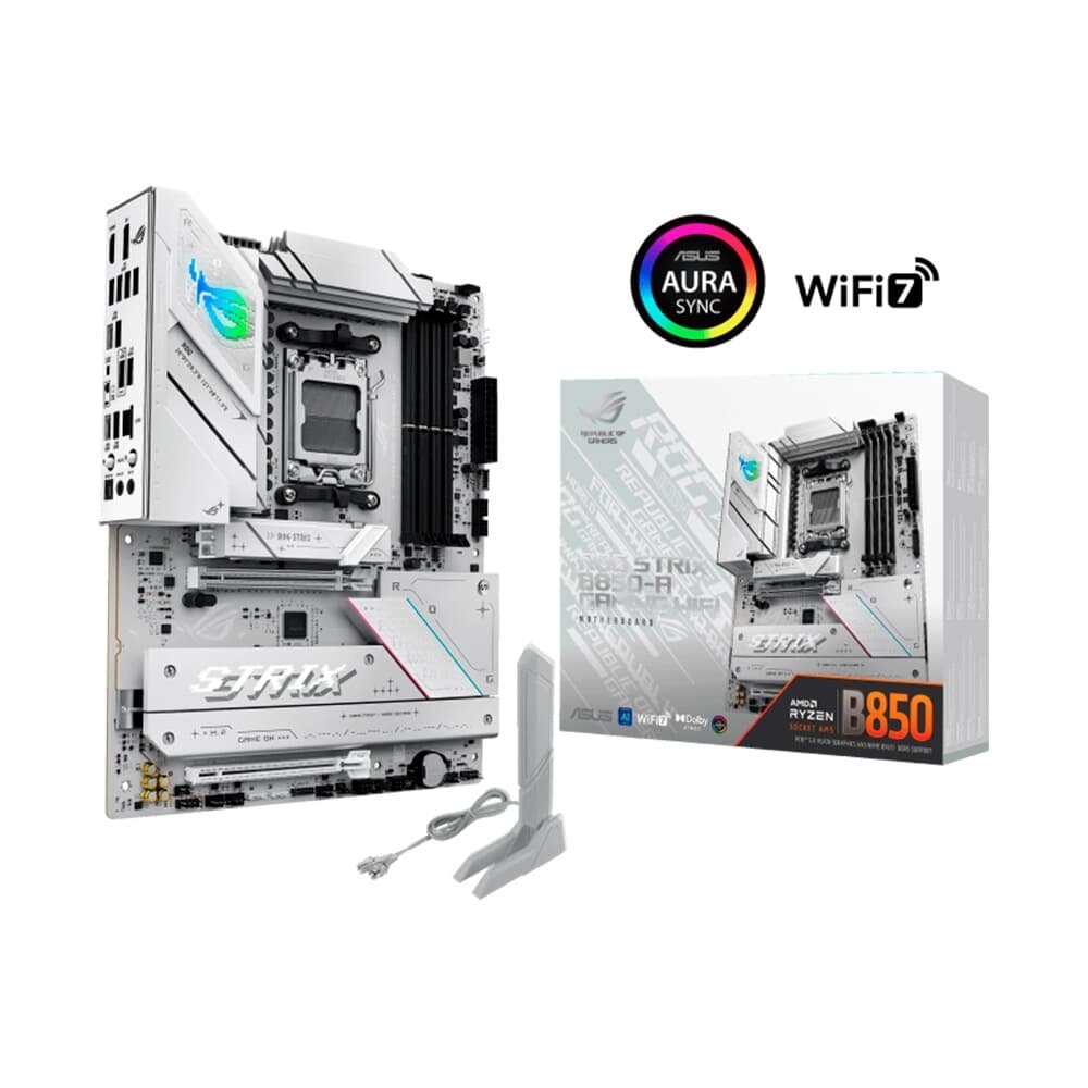 Imagem 12 de 12 do produto Placa Mãe ASUS ROG STRIX B850-A GAMING WIFI, AMD AM5 , ATX, DDR5, Wi-fi 7, Bluetooth, Branco - ROG STRIX B850-A GAMING WIFI