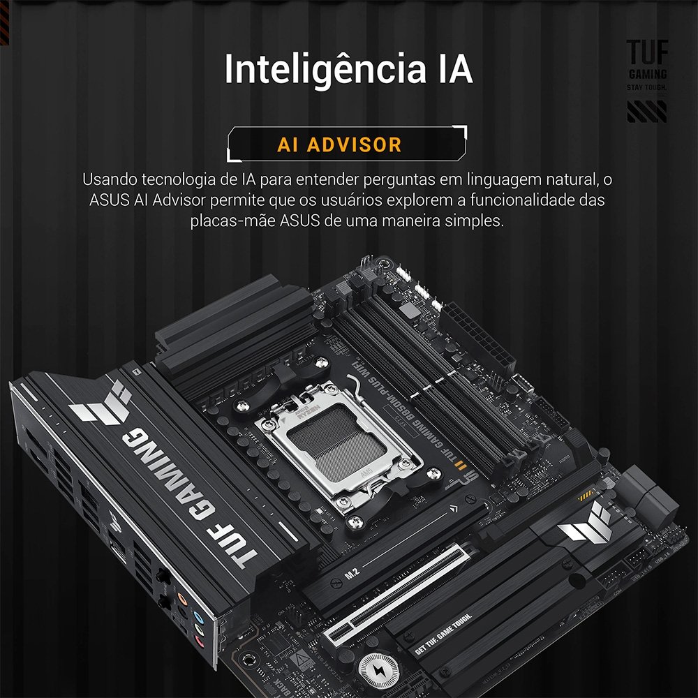 Placa Mãe ASUS TUF B850M-PLUS WIFI, AMD AM5 , m-ATX, DDR5, Wi-fi 6e, Preto - TUF GAMING B850M-PLUS WIFI - view 2
