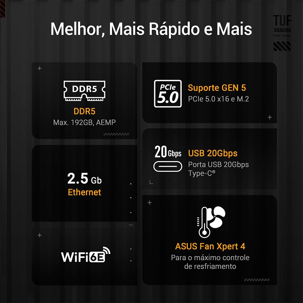 Placa Mãe ASUS TUF B850M-PLUS WIFI, AMD AM5 , m-ATX, DDR5, Wi-fi 6e, Preto - TUF GAMING B850M-PLUS WIFI - view 5