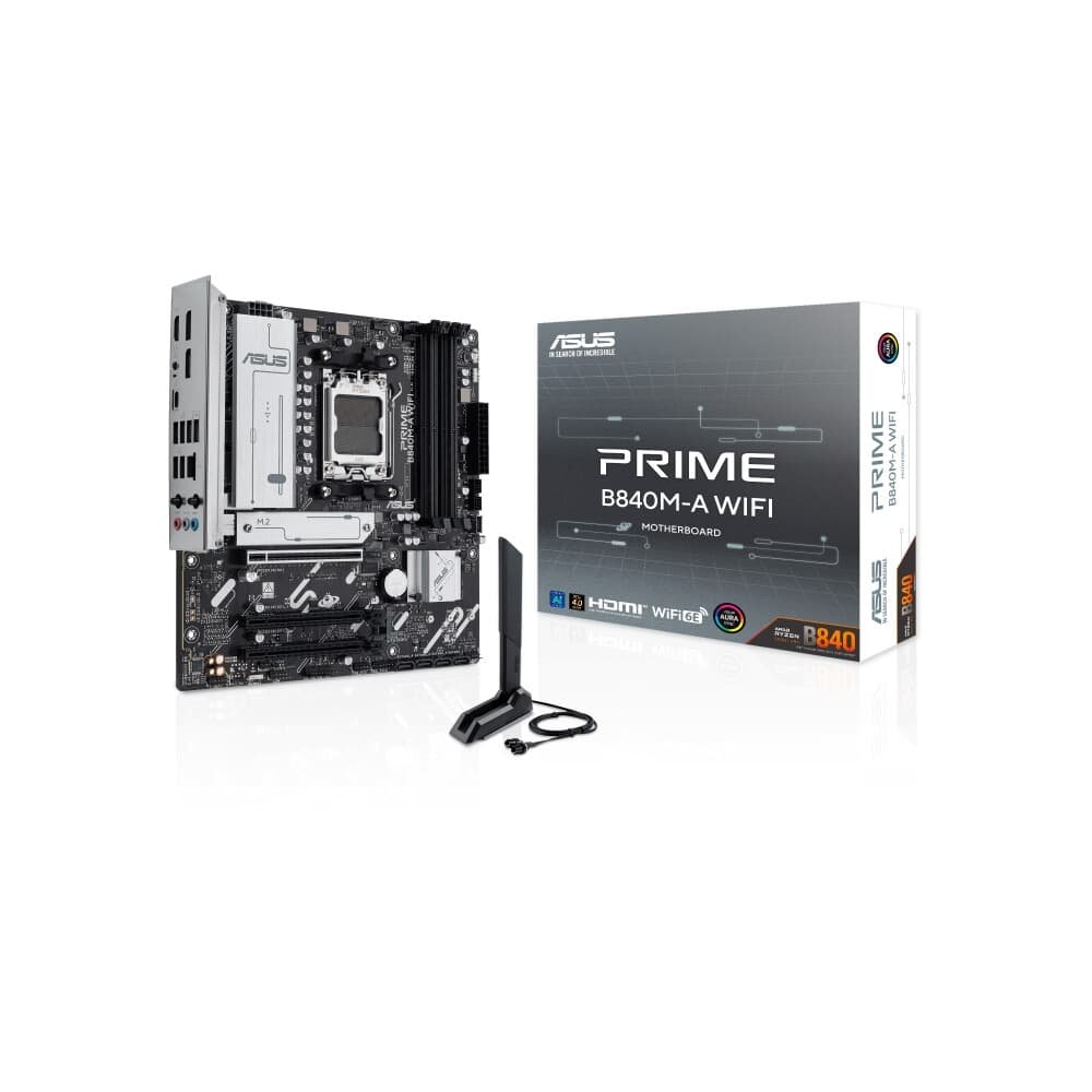 Imagem 7 de 8 do produto Placa Mãe ASUS PRIME B840M-A WIFI, AMD AM5 , m-ATX, DDR5, Wi-fi 6e, Preto - PRIME B840M-A WIFI