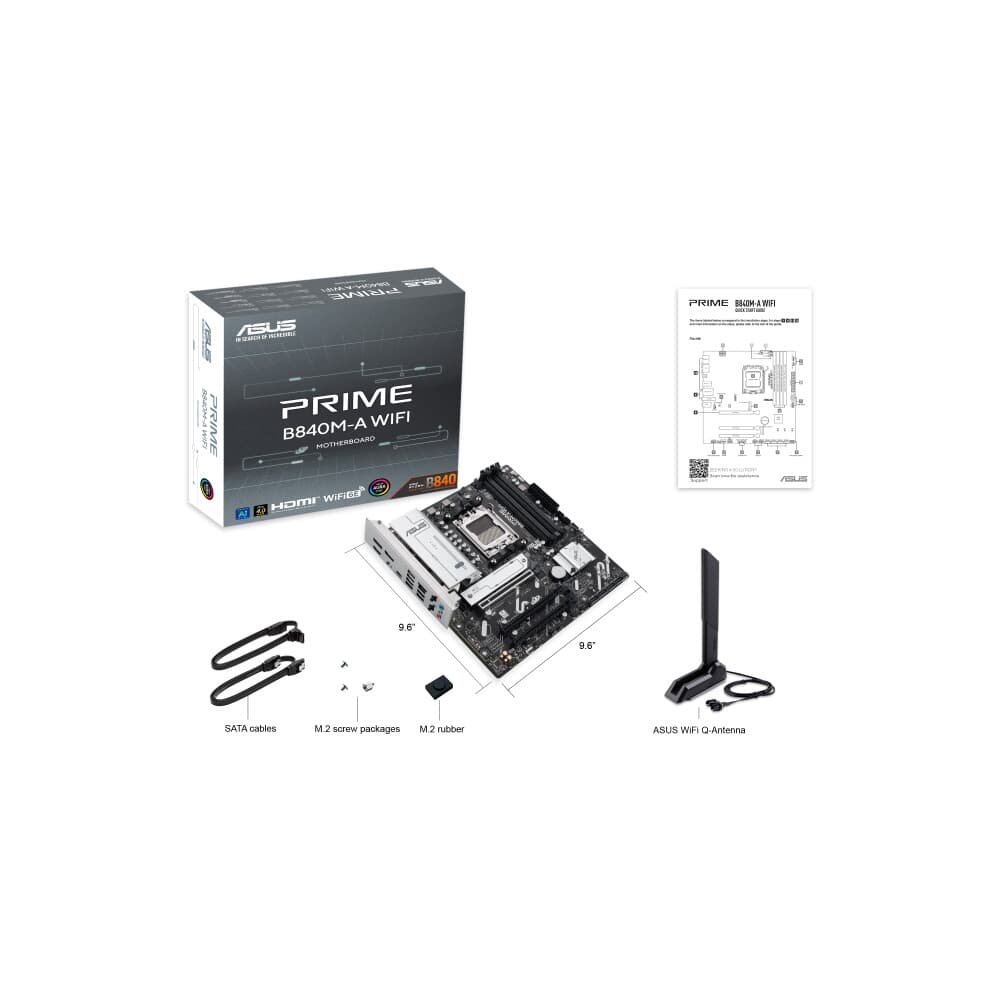 Imagem 8 de 8 do produto Placa Mãe ASUS PRIME B840M-A WIFI, AMD AM5 , m-ATX, DDR5, Wi-fi 6e, Preto - PRIME B840M-A WIFI