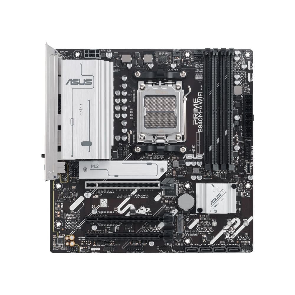 Placa Mãe ASUS PRIME B840M-A WIFI, AMD AM5 , m-ATX, DDR5, Wi-fi 6e, Preto - PRIME B840M-A WIFI 4