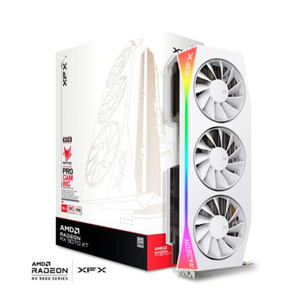 Placa de Vídeo XFX Mercury RX 9070 XT OC WHITE GAMING EDITION WITH AMD Radeon, RGB, 16GB, GDDR6, HDMI 3xDP, RDNA 4 - RX-97TRGBBW9 - view 2