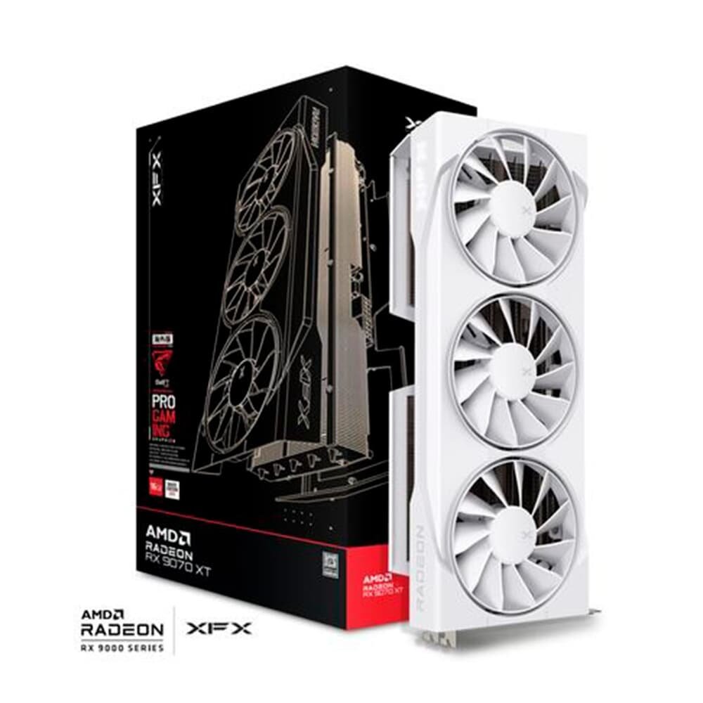 Placa de Vídeo XFX Swift RX 9070 XT WHITE TRIPLE FAN GAMING EDITION WITH AMD Radeon, 16GB, GDDR6, HDMI 3xDP, RDNA 4 - RX-97TSWF3W9 - view 2