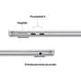 MacBook Air Apple 13" Chip M4, CPU 10 Núcleos, GPU 8 Núcleos, Neural Engine 16 Núcleos, 16GB RAM, SSD 256GB, Prateado - MW0W3BZ/A