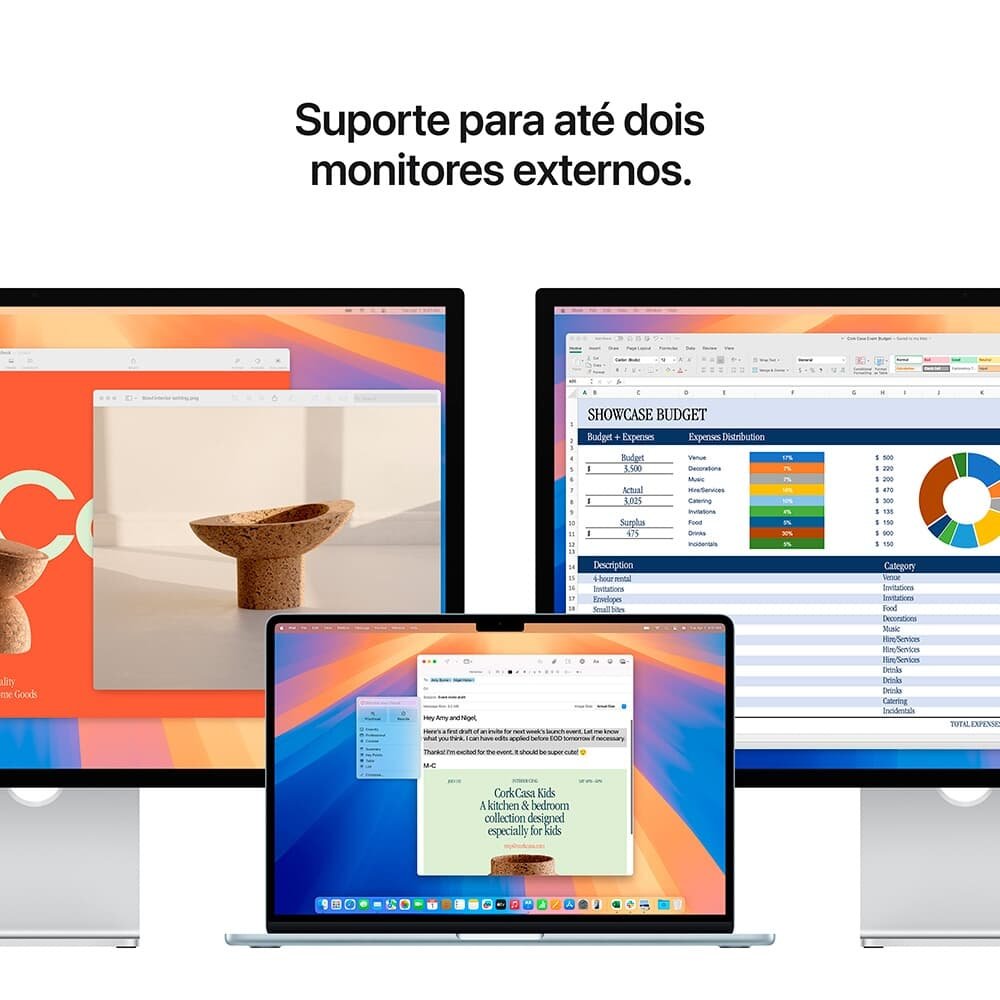 MacBook Air Apple 15 Chip M4, CPU 10 Núcleos, GPU 10 Núcleos, Neural Engine 16 Núcleos, 16GB RAM, SSD 256GB, Prateado - MW1G3BZ/A - view 9