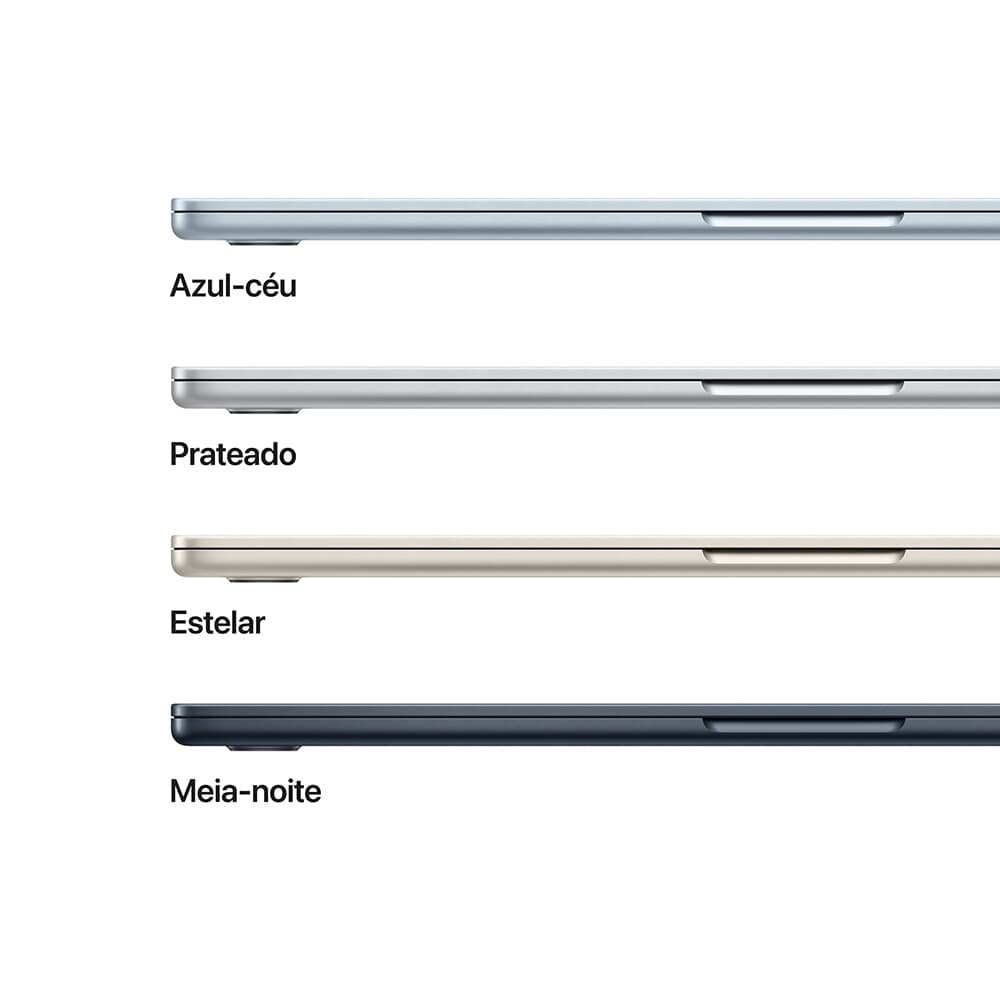 MacBook Air Apple 15 Chip M4, CPU 10 Núcleos, GPU 10 Núcleos, Neural Engine 16 Núcleos, 16GB RAM, SSD 512GB, Meia-noite - MW1M3BZ/A - view 3